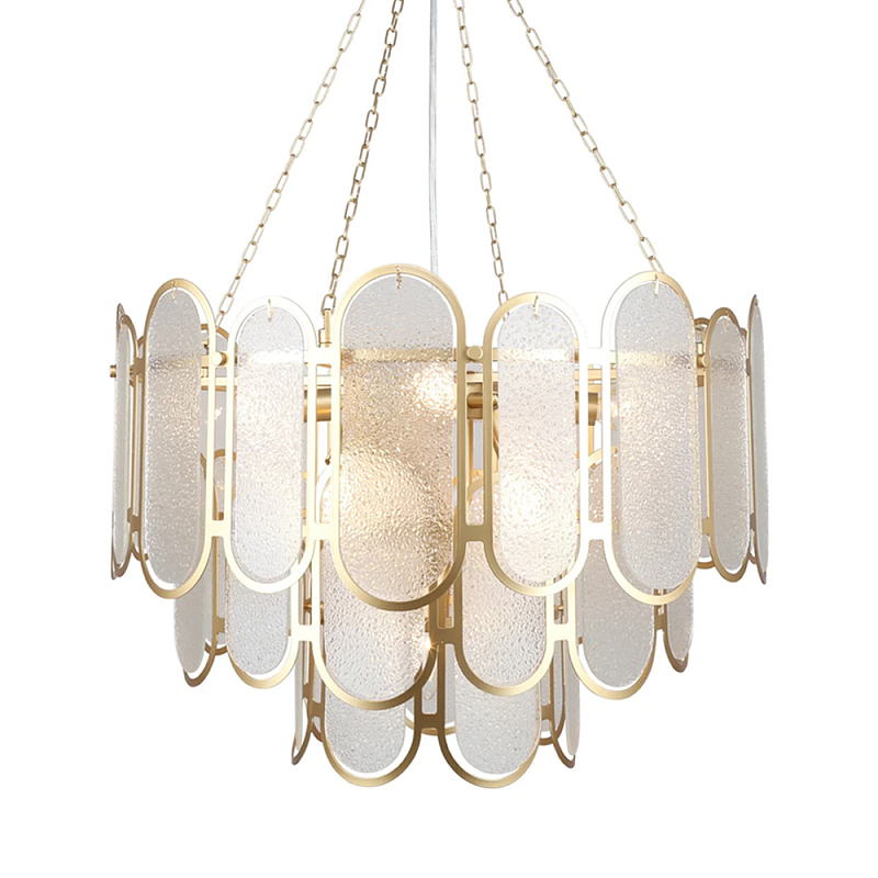 Люстра с многослойным эффектом из овальных элементов из непрозрачного стекла Conformation Латунь в Твери | Loft Concept 