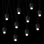 Подвесной светильник черными плафонами на длинных пересекающихся тросах Construction варинант исполнения - 10 | Loft Concept в Твери