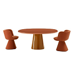 Обеденный стол оранжевый с тонкой столешницей и основанием в виде конуса Viola варинант исполнения - 2 | Loft Concept в Твери