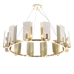 Люстра подвесная круглая с прямоугольными мраморными и золотистыми панелями на металлическом каркасе Диаметр 118 см Marble square Chandelier варинант исполнения - 3 | Loft Concept в Твери