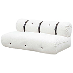 Двухместный диван без подлокотников белый с обивкой букле и ремешками из кожи Blaise Boucle Sofa варинант исполнения - 2 | Loft Concept в Твери