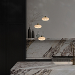 Подвесной светильник с плафоном в виде эллипса из белого алебастра Cryptocrystalline Stone варинант исполнения - 6 | Loft Concept в Твери