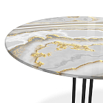 Стол журнальный с круглой столешницей из стекла Gray and Gold Marble варинант исполнения - 3 | Loft Concept в Твери
