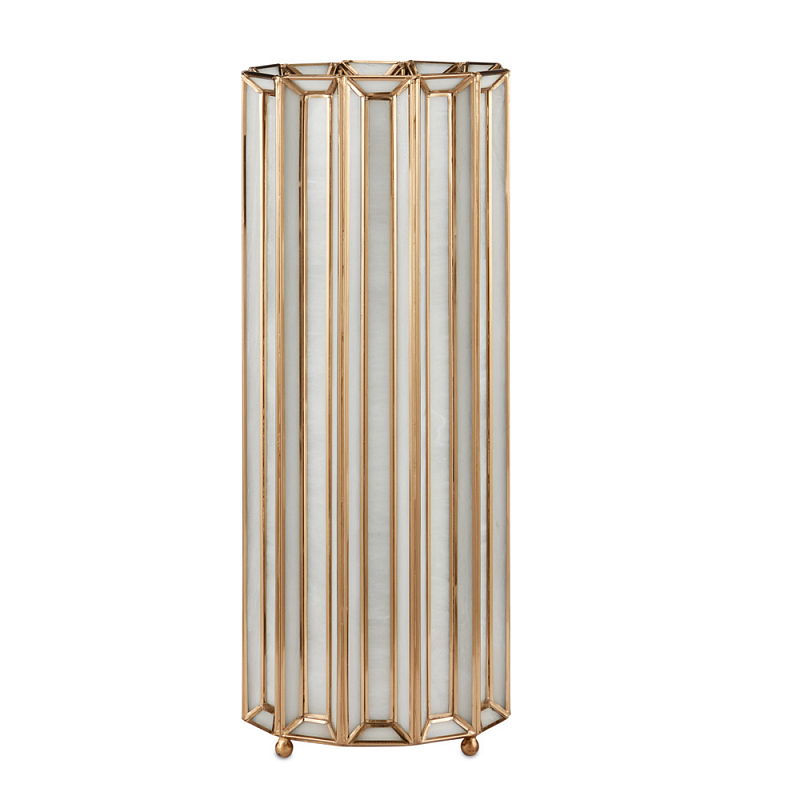 Настольная лампа в форме цилиндра фактурная Soft Glow Lamps Молочный Латунь в Твери | Loft Concept 