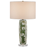 Настольная лампа керамическая с кремовым абажуром Scenic Column варинант исполнения - 4 | Loft Concept в Твери