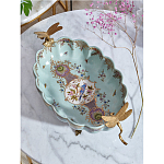 Чаша из голубого фарфора на бронзовых ножках с рисунком цветов и фигурками стрекоз Blue Garden варинант исполнения - 4 | Loft Concept в Твери