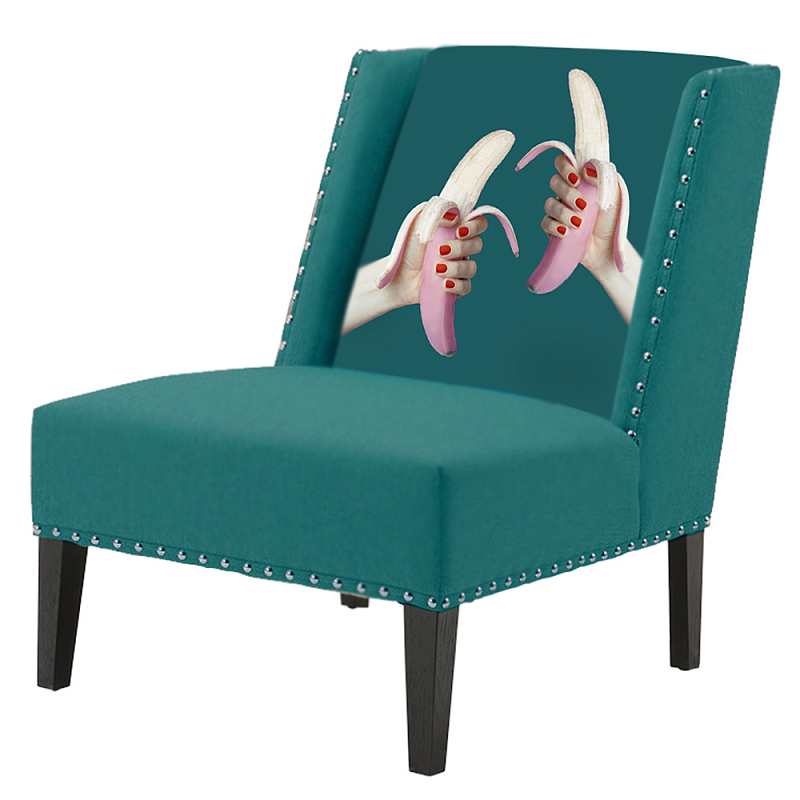 FUN Armchair Two Bananas Turquoise Дизайнерское кресло с цветным принтом Бирюзовый FUN Armchair Two Bananas Turquoise Дизайнерское кресло с цветным принтом Бирюзовый в Твери | Loft Concept