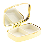 Таблетница карманная прямоугольная с 2-мя отделениями с зеркалом и накладкой из натурального камня Малахит Gold Stone Pillboxes варинант исполнения - 2 | Loft Concept в Твери