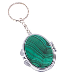 Зеркало брелок карманное двухстороннее из натурального камня Малахит Stone Mirrors варинант исполнения - 1 | Loft Concept в Твери