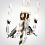 Торшер с 2-мя фигурками птиц на изогнутых прозрачных трубках Ganthea варинант исполнения - 3 | Loft Concept в Твери