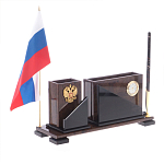 Настольный письменный набор с часами из природного камня обсидиана For the Deputy варинант исполнения - 2 | Loft Concept в Твери