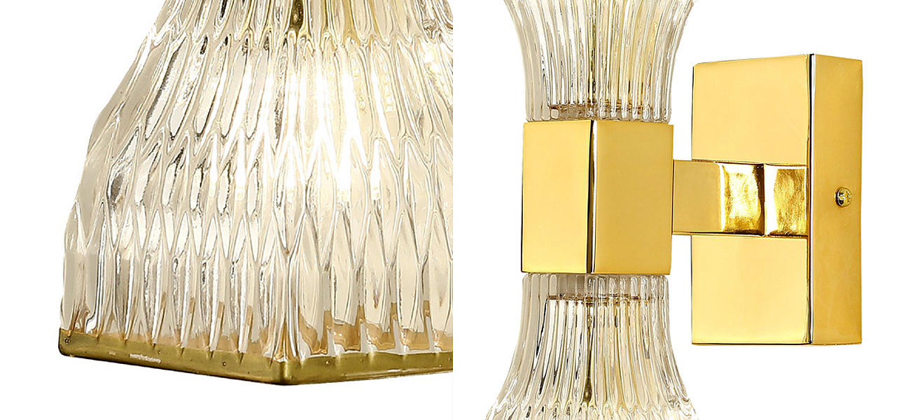 Бра с двумя плафонами из рельефного стекла GLASS HORN Gold Бра с двумя плафонами из рельефного стекла GLASS HORN Gold - Loft-Concept в Твери