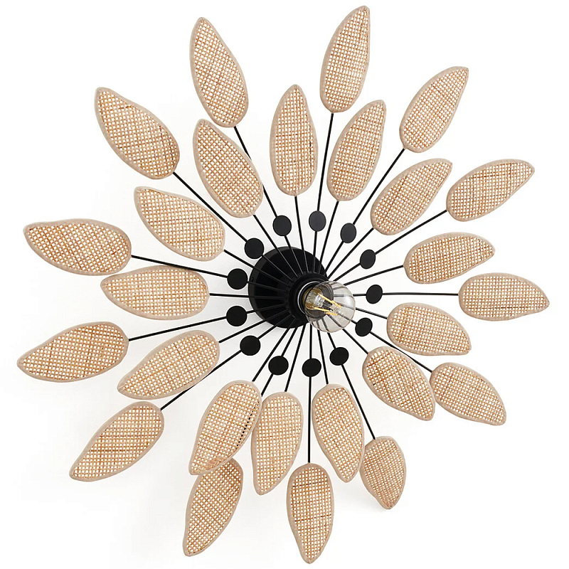Настенный светильник с плетеным декором Wicker Leaves Wall Lamp Бежевый Черный Настенный светильник с плетеным декором Wicker Leaves Wall Lamp Бежевый Черный в Твери | Loft Concept