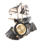 Часы настольные в виде парусника из натурального камня Обсидиан Sailboat Stone Clock варинант исполнения - 5 | Loft Concept в Твери
