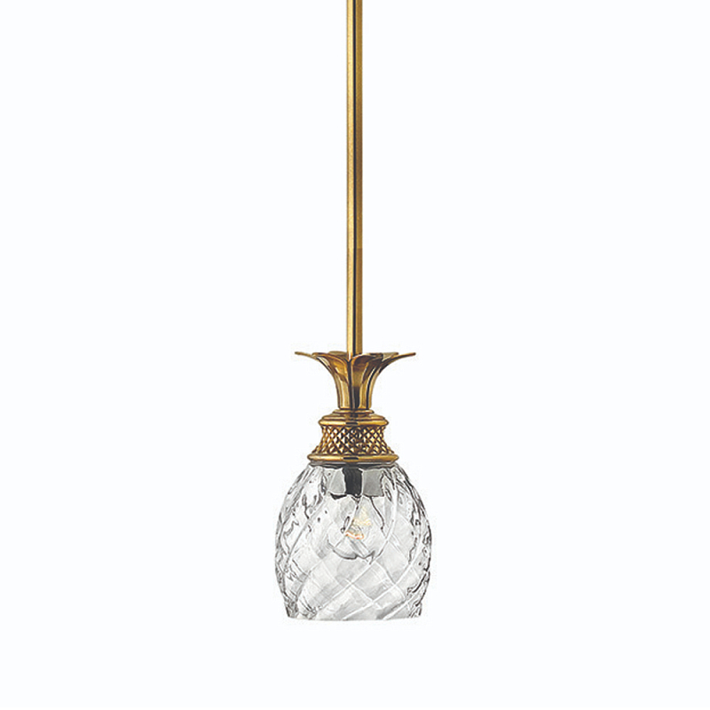 Подвесной светильник цвета латунь с прозрачнымплафоном в форме ананаса Hinkley Латунь Прозрачное Стекло в Твери | Loft Concept 