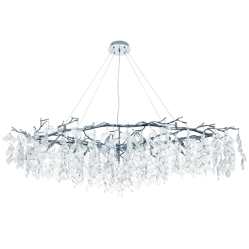 Люстра с хрустальными подвесками в виде листьев Fairytree Leaves Linear Silver Chandelier Серебряный Прозрачный Люстра с хрустальными подвесками в виде листьев Fairytree Leaves Linear Silver Chandelier Серебряный Прозрачный в Твери | Loft Concept