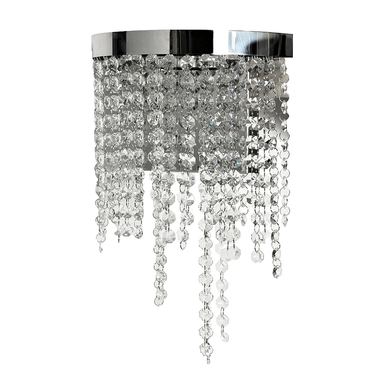 Бра Хром с каскадом сияющих кристаллов Shining Waterfall Хром Прозрачное Стекло в Твери | Loft Concept 