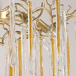 Люстра подвесная золотого цвета с разветвленными ветвями и прозрачными стеклянными подвесками Droplet Chandelier варинант исполнения - 4 | Loft Concept в Твери