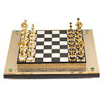 Шахматы из бронзы и натуральных камней Долерит и Мрамор с гравировкой Decorative Thematic Chess варинант исполнения - 1 | Loft Concept в Твери