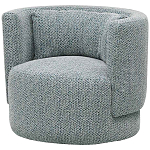 Дизайнерское мягкое кресло с круглой мягкой спинкой в голубой пестрой обивке Roux Round Armchair варинант исполнения - 1 | Loft Concept в Твери