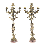 Подсвечники из бронзы на 10 свечей на подставке из камня креноид Stone Candlestick варинант исполнения - 1 | Loft Concept в Твери