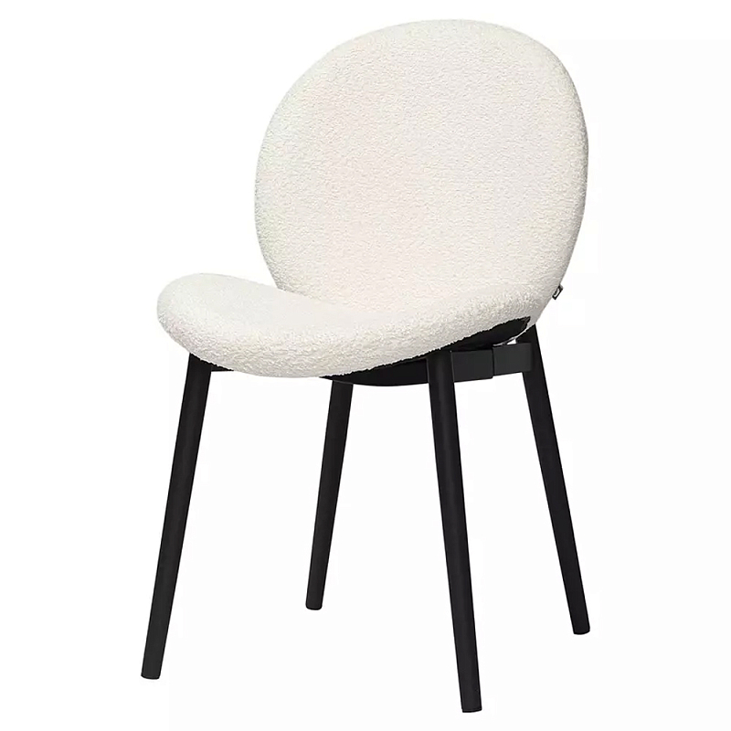 Стул мягкий с буклированной обивкой Chair with Boucle Upholstery Молочный Светло-серый Стул мягкий с буклированной обивкой Chair with Boucle Upholstery Молочный Светло-серый в Твери | Loft Concept