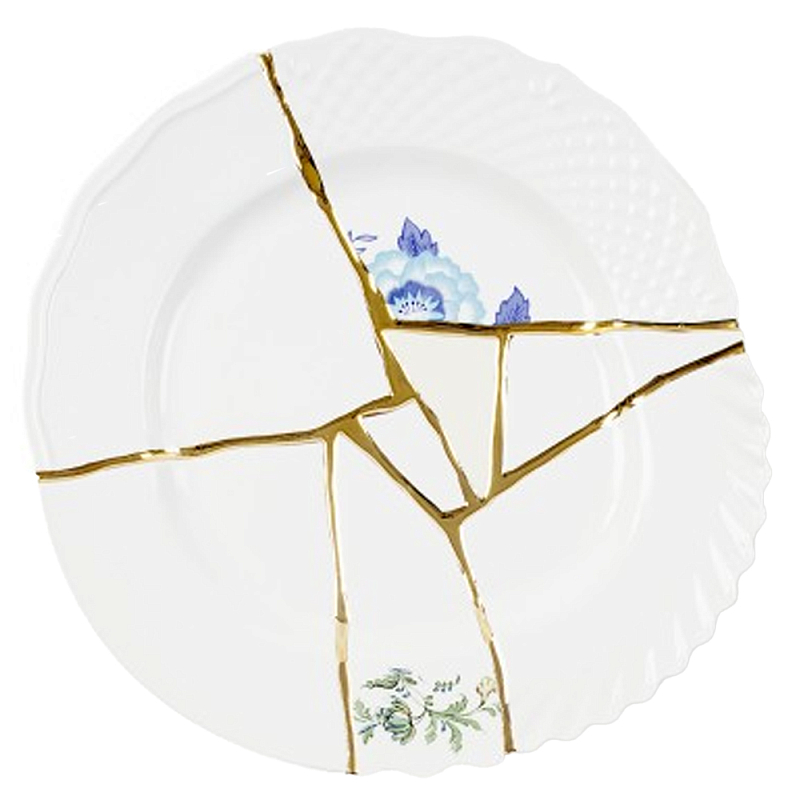 Тарелка Seletti Kintsugi II Белый Золотой Голубой Тарелка Seletti Kintsugi II Белый Золотой Голубой в Твери | Loft Concept
