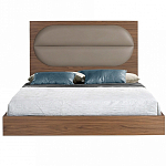 Кровать двуспальная с высоким изголовьем из дерева и подушек из экокожи Modern Look варинант исполнения - 3 | Loft Concept в Твери