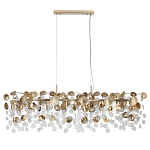 Люстра линейная с подвесками в форме монеток и золотистыми круглыми элементами из металла в виде лепестков FAIRYTREE Light варинант исполнения - 2 | Loft Concept в Твери