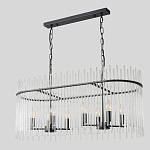 Люстра подвесная овальная со стеклянными прозрачными трубками и металлическим каркасом черного цвета Nembus варинант исполнения - 2 | Loft Concept в Твери