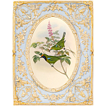 Декоративный постер с изображением птиц в раме с рельефным растительным узором Blooming Birds Poster варинант исполнения - 6 | Loft Concept в Твери