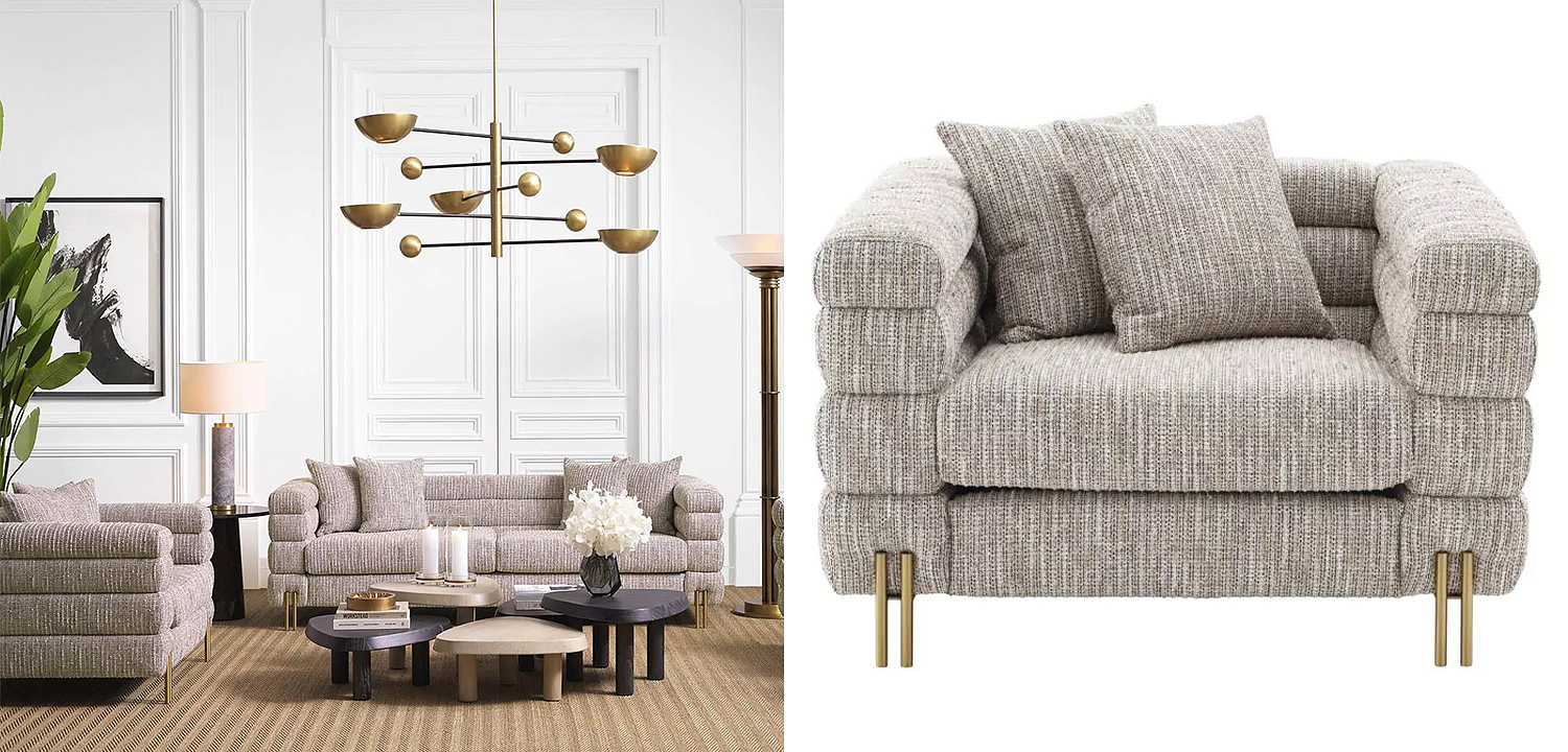 Кресло Eichholtz Chair York Бежево-серый Латунь - Loft-Concept в Твери