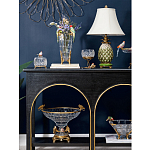 Ваза из прозрачного стекла с бронзовыми ножками и фигурками попугаев Eden Garden porcelain and bronze варинант исполнения - 5 | Loft Concept в Твери