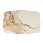 Обеденный стол с прямоугольной бежевой столешницей из стекла на 4-х деревянных ножках Beige Marble варинант исполнения - 2 | Loft Concept в Твери