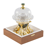 Икорница с декором "Три рыбки" с гравировкой и натуральным камнем Нефрит Decorative Cavair Dishes варинант исполнения - 2 | Loft Concept в Твери