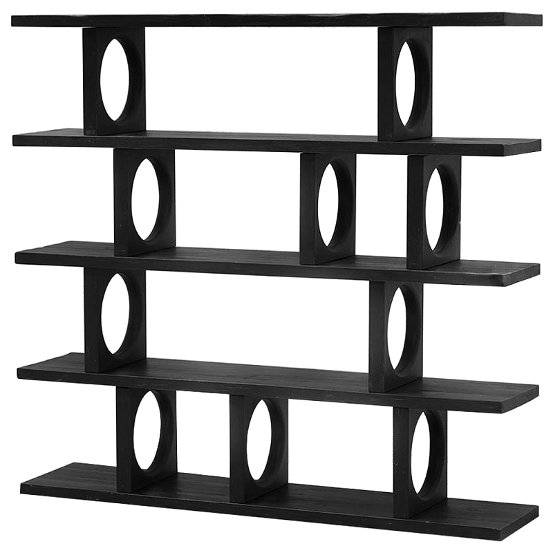 Стеллаж деревянный Noyer Wooden Black Rack Черный в Твери | Loft Concept 