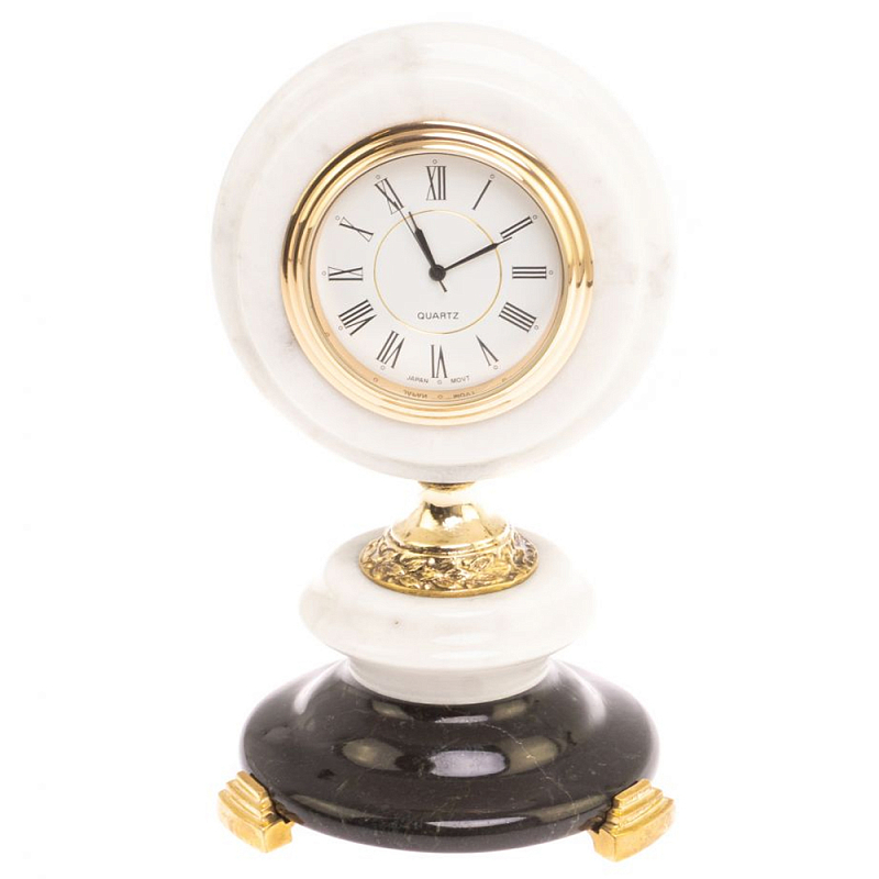 Часы настольные бронзовые из натуральных камней Мрамор и Змеевик Stone Clock Черный Белый Зеленый Бронза Часы настольные бронзовые из натуральных камней Мрамор и Змеевик Stone Clock Черный Белый Зеленый Бронза в Твери | Loft Concept
