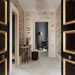 Обои ручная роспись Fishes Blue Pearl on Tarnished Silver gilded silk with pearlescent antiquing варинант исполнения - 2 | Loft Concept в Твери