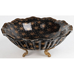 Блюдо черного цвета из фрафора на бронзовых ножках Eden Garden porcelain and bronze варинант исполнения - 1 | Loft Concept в Твери