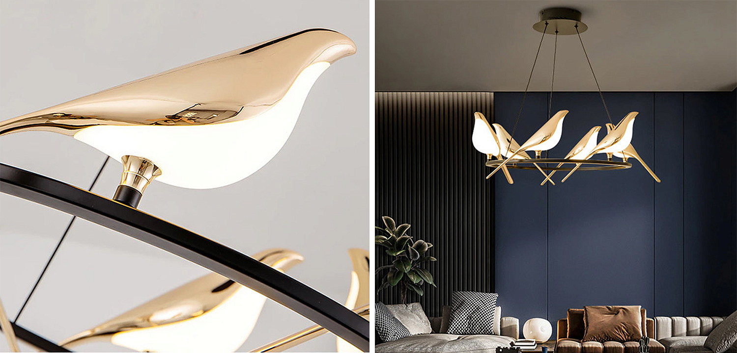 Люстра с золотыми птичками круглая NOMI Chandelier Six birds Round Люстра с золотыми птичками круглая NOMI Chandelier Six birds Round - Loft-Concept в Твери