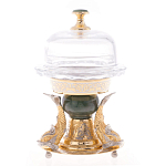 Икорница с декором "Три рыбки" с гравировкой и натуральным камнем Нефрит Decorative Cavair Dishes варинант исполнения - 7 | Loft Concept в Твери