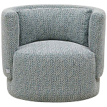 Дизайнерское мягкое кресло с круглой мягкой спинкой в голубой пестрой обивке Roux Round Armchair варинант исполнения - 3 | Loft Concept в Твери