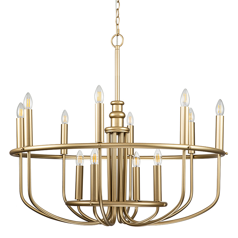  Люстра круглая двухъярусная цвета латунь с 12-ю лампами Kichler Латунь в Твери | Loft Concept 