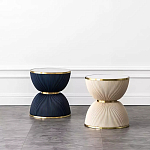 Дизайнерский журнальный стол фактурный с круглой белой столешницей Luler варинант исполнения - 2 | Loft Concept в Твери