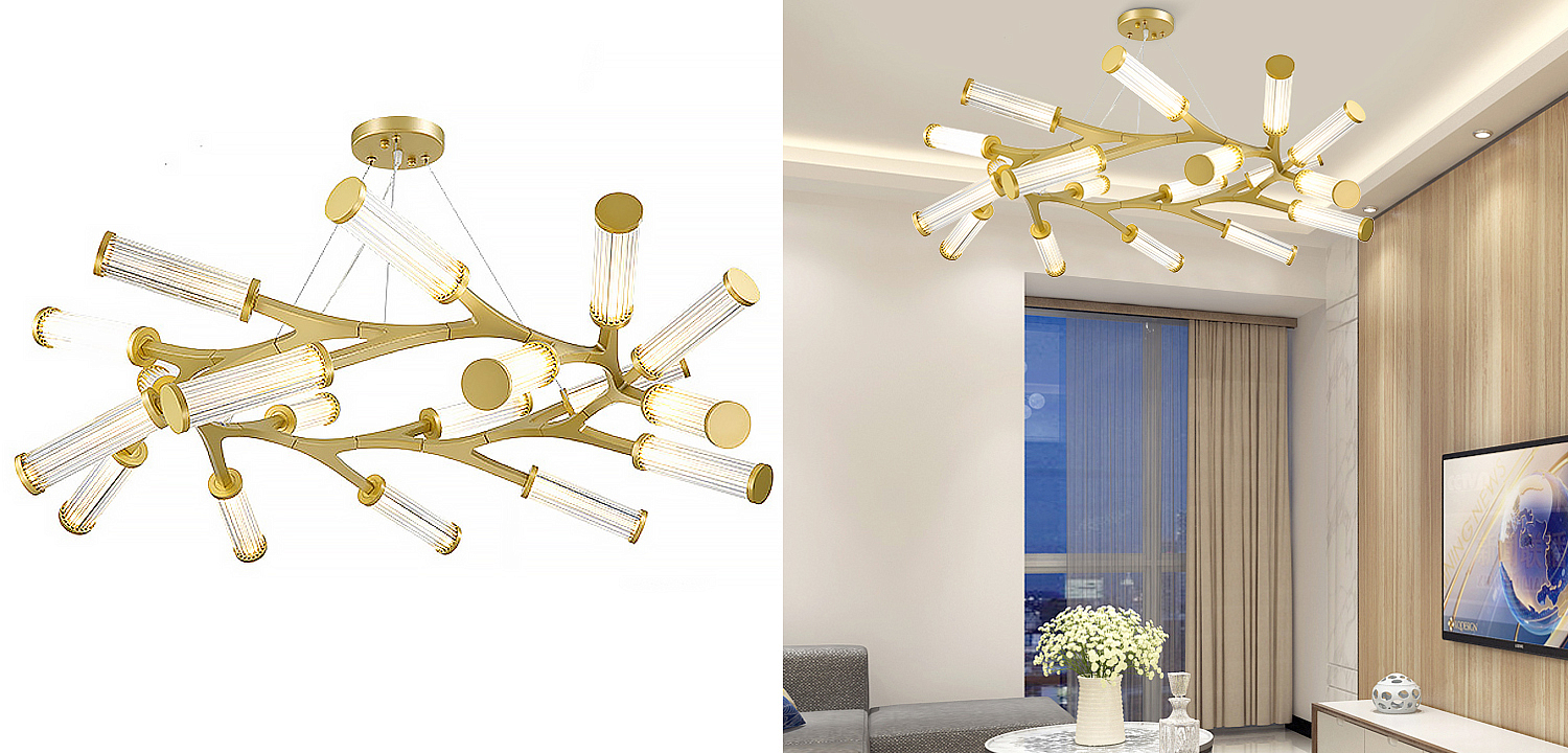 Люстра Cylinder Branches Chandelier Ring Gold Люстра Cylinder Branches Chandelier Ring Gold - Loft-Concept в Твери