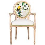 Стул с подлокотниками золотистый из бука с изображением птиц и цветов Blooming Birds 2 варинант исполнения - 1 | Loft Concept в Твери