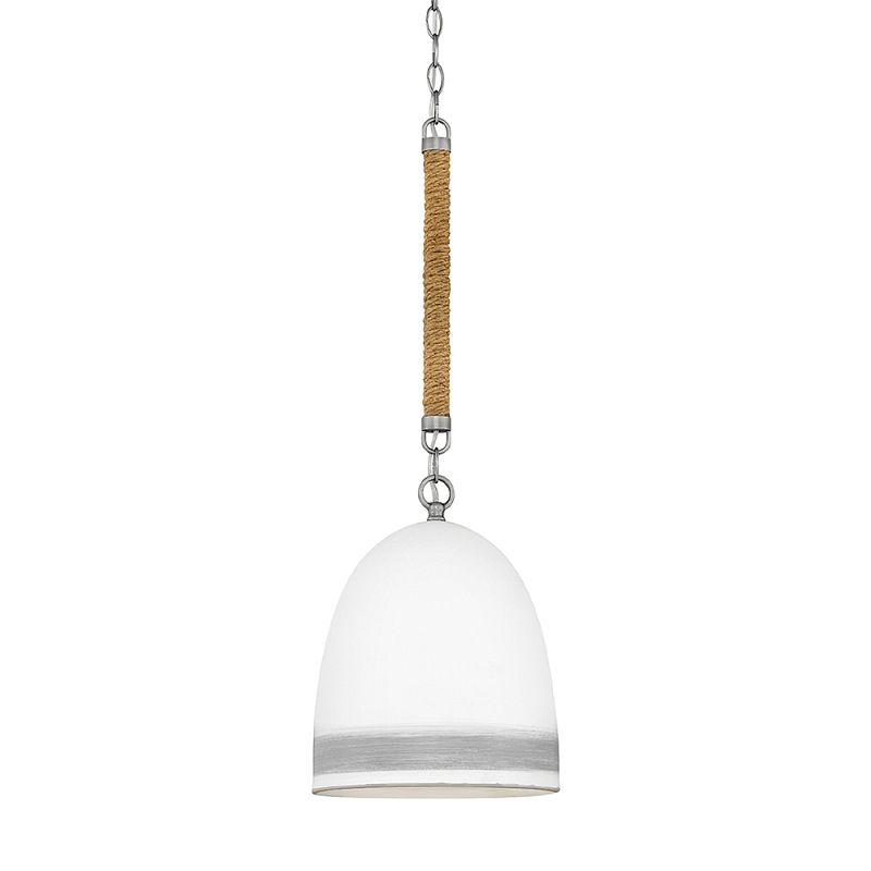 Подвесной светильник белый колоколообразный с декоративной обмоткой из веревки Hinkley Никель Белый Бежевый в Твери | Loft Concept 