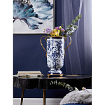 Ваза с бронзовыми ручками и синим цветочным узором Blue & White Ornament варинант исполнения - 8 | Loft Concept в Твери