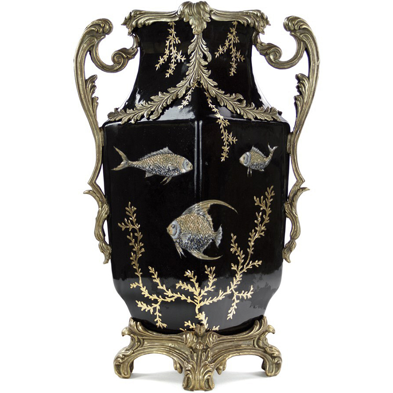 Фарфоровая ваза Gold Algae Fish Vase Черный Бронза Золотой Фарфоровая ваза Gold Algae Fish Vase Черный Бронза Золотой в Твери | Loft Concept