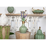 Кувшин зеленого цвета из фарфора с бронзовой крышкой и изогнутой ручкой Eden Garden porcelain and bronze варинант исполнения - 4 | Loft Concept в Твери